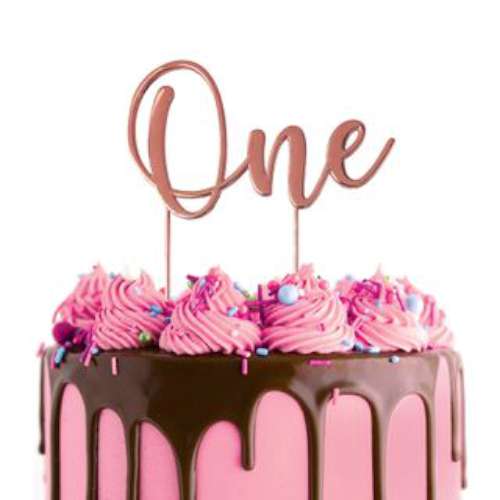 One Rose Gold Metal Cake Topper - Click Image to Close